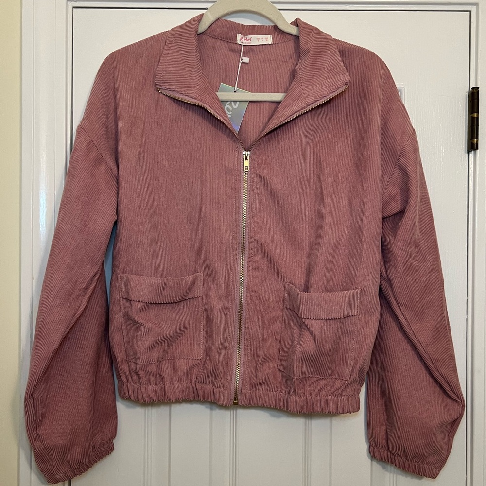 ROMWE Pink Corduroy Women’s Bomber Jacket Size Small